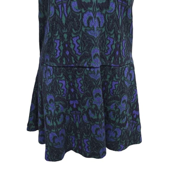 Free People Shift Dress Womens XS Blue Textured Print Amelia Knit Mock Neck Mini - Picture 9 of 13